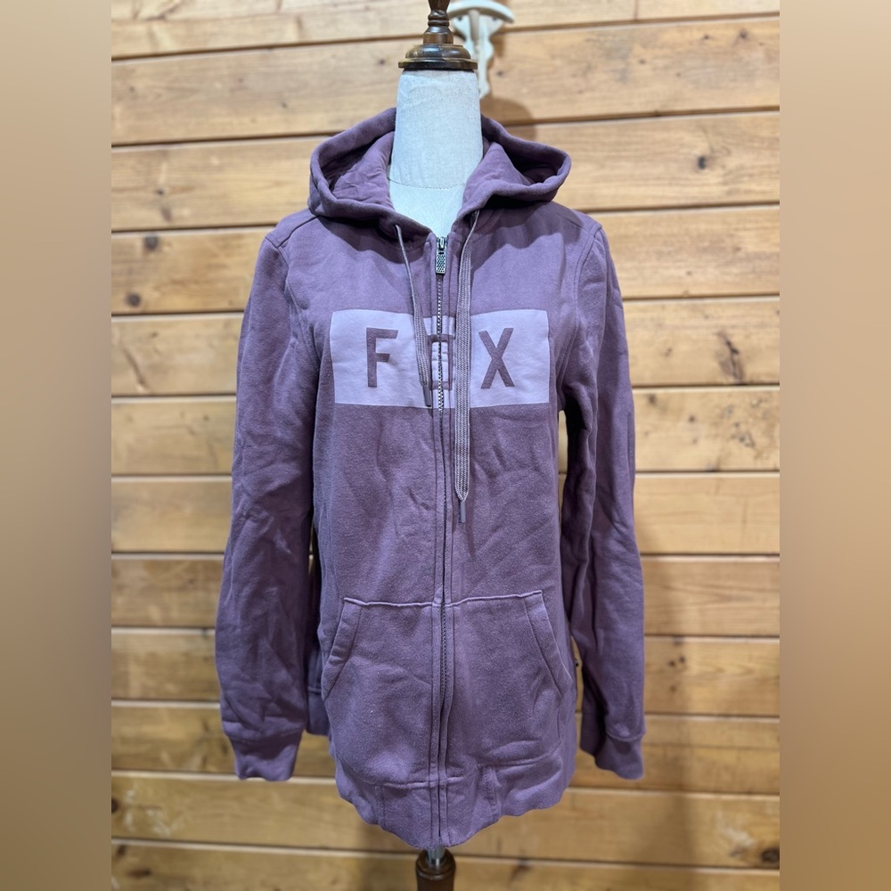 FOX Racing Zip-Up Hoodie Women’s Large Purple Two-Tone Fleece Jacket